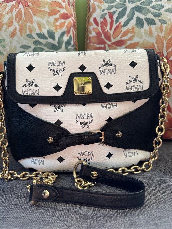 MCM Handbags - MCM Black & White Monogram Crossbody